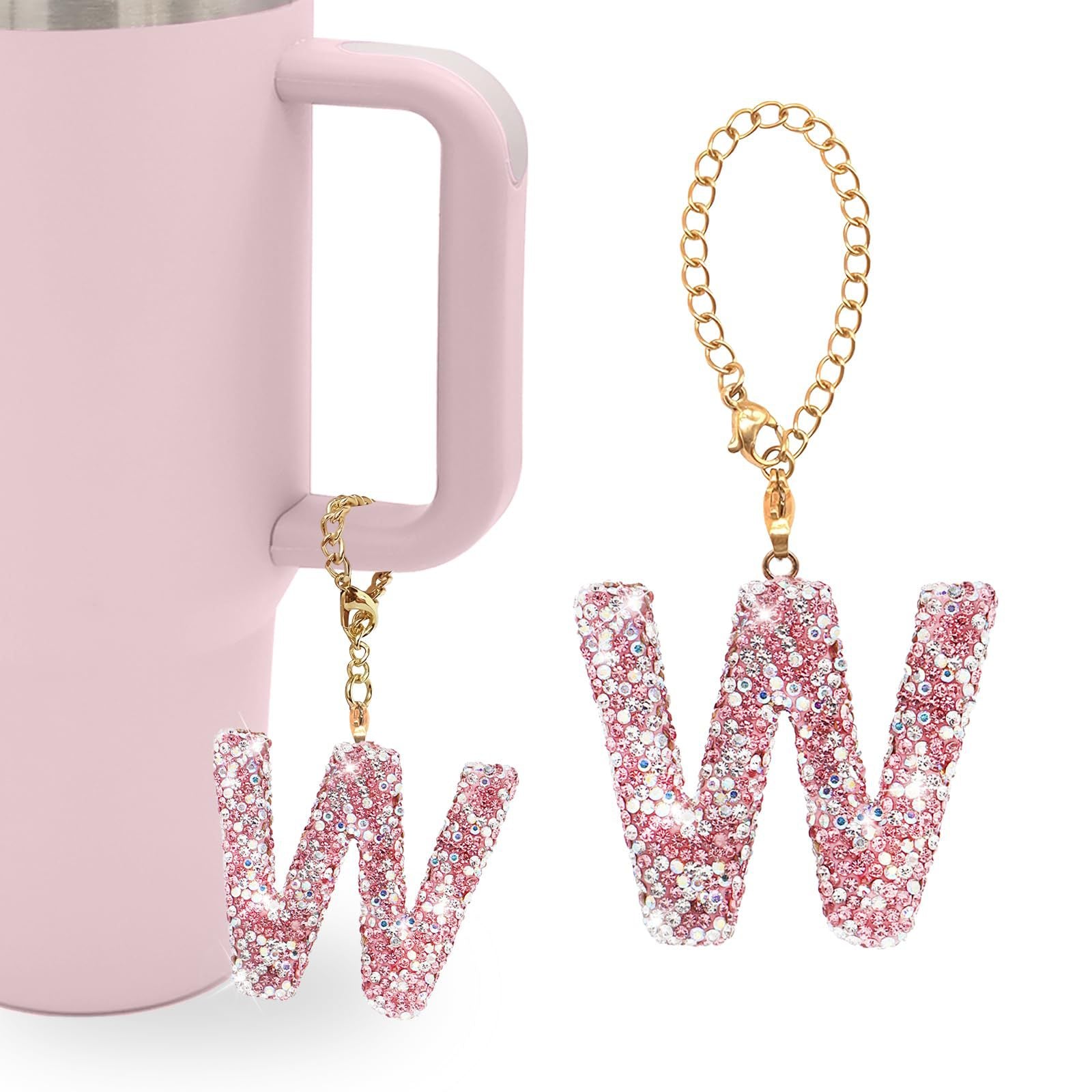 Wholesale Pink Diamond English Letter Water Cup Chain Pendant Cup Accessories